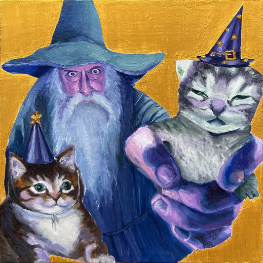 Old man and cats