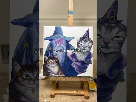 Old man and cats (print)